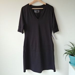 Soybu Black Athleisure Stretch Midi Dress Size L